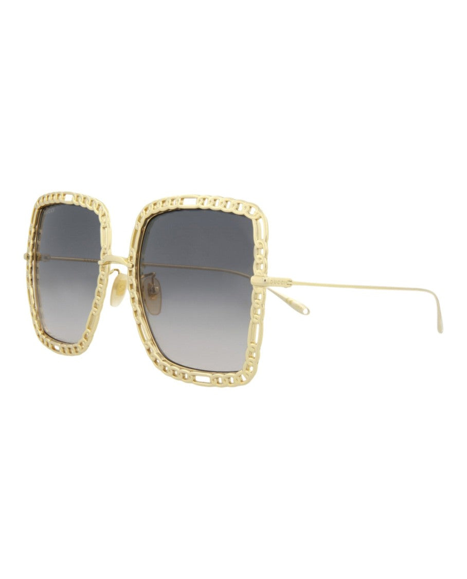 Gucci Square-Frame Metal Sunglasses