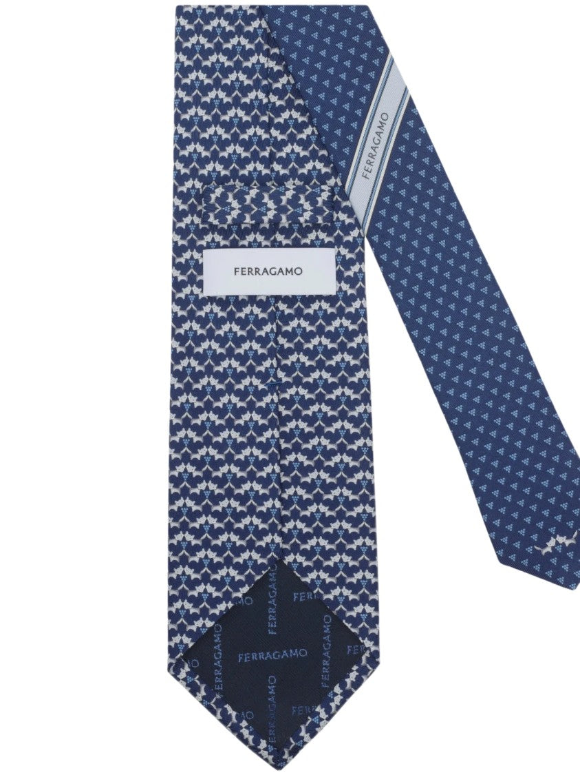 Ferragamo Geometric Pattern Tie With Contrasting Lining