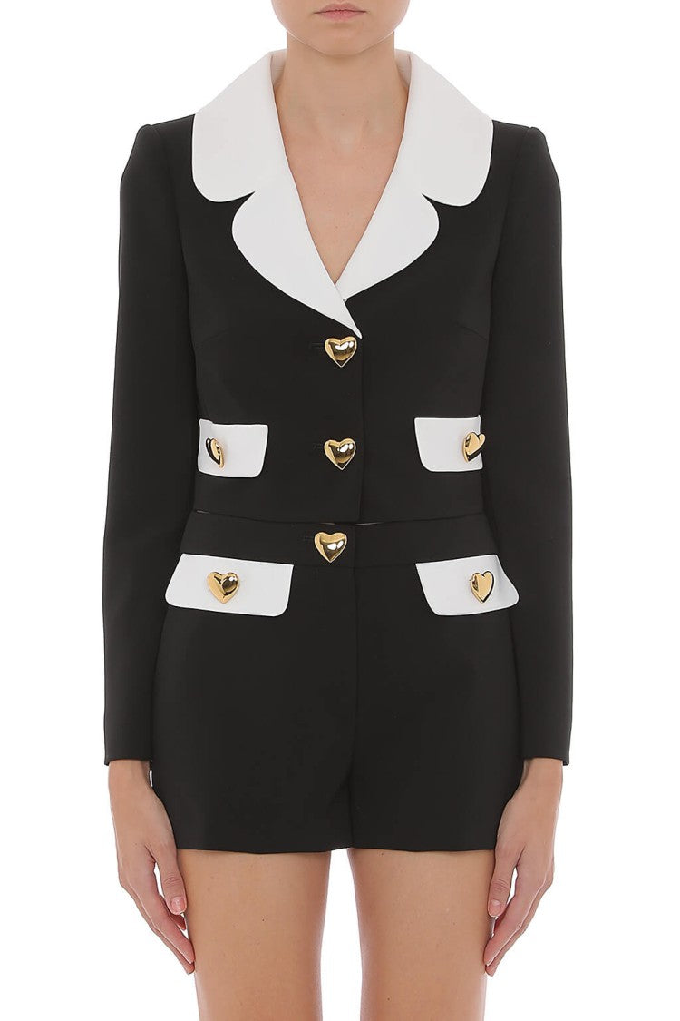 Moschino Cropped Tailored Jacket With Contrast Collar