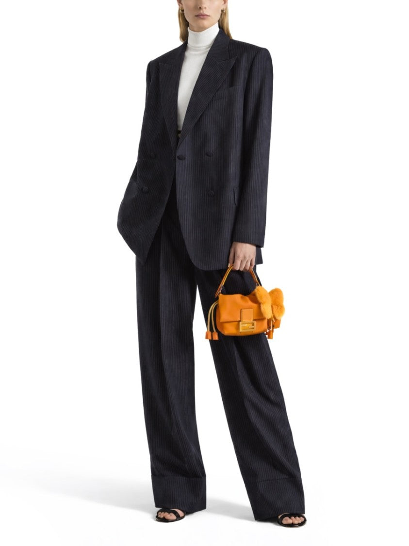 Fendi Pinstriped Double-Breasted Wool Blazer With Tailored Silhouette