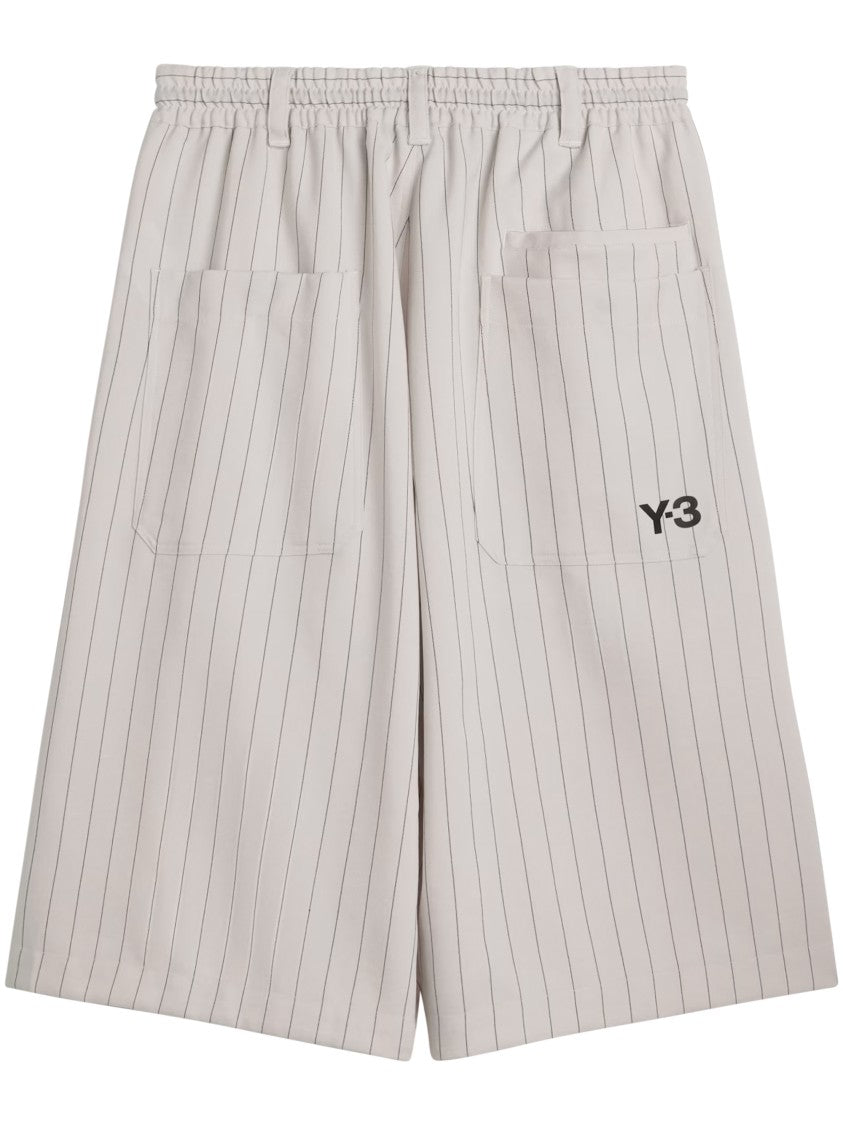 Y-3 Relaxed Fit Pinstripe Shorts With Adjustable Waistband
