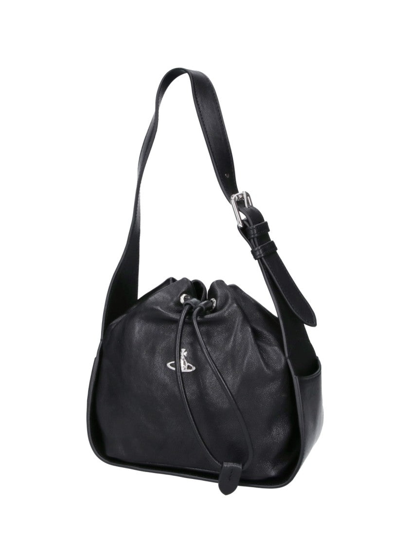 Vivienne Westwood Stacey Drawstring Orb Leather Bucket Bag