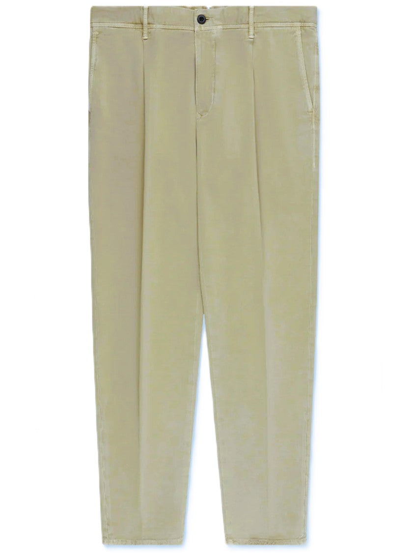 Incotex Beige Straight-Leg Button Waistband Trousers