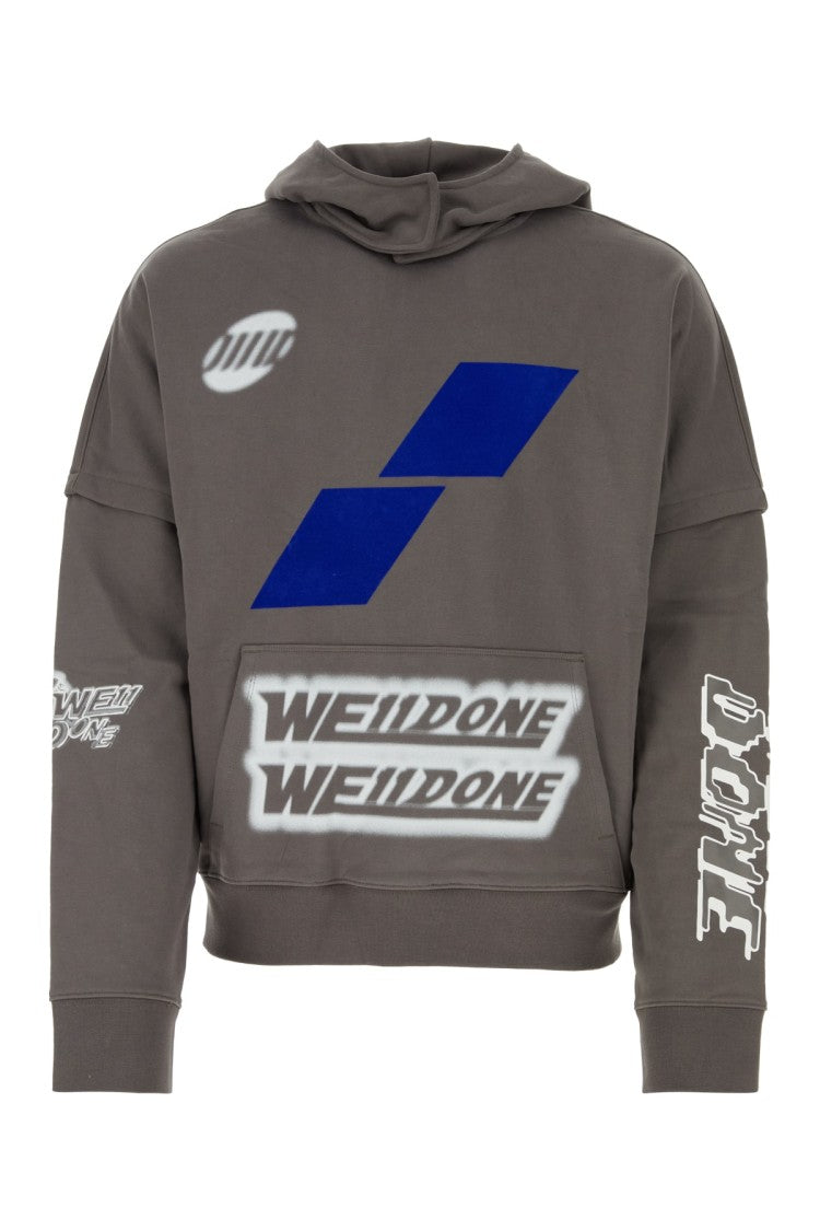 We11 Done Cropped Hoodie With Geometric Design