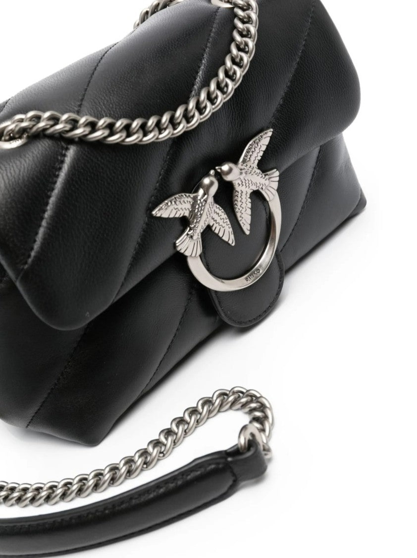 Pinko Quilted Black Bag With Flap Closure And Chain Strap