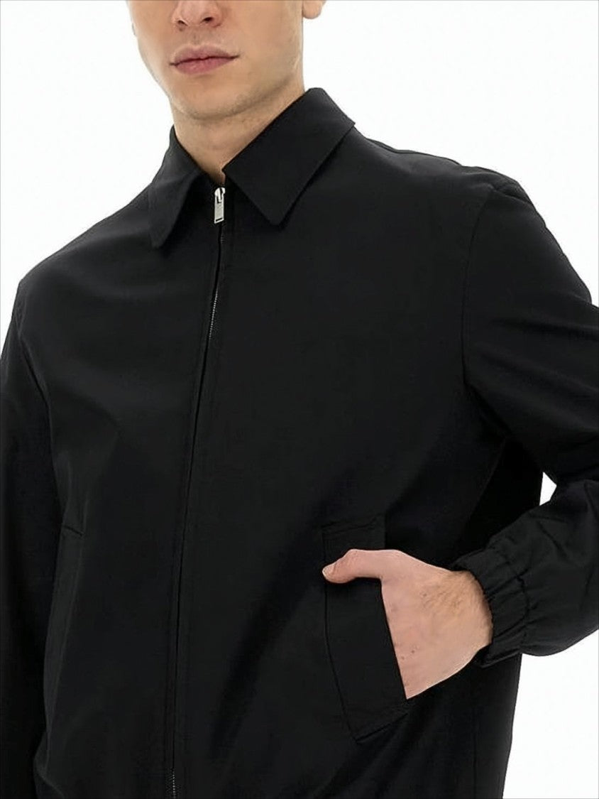 Lardini Black Jacket With Zip Front And Elasticized Cuffs