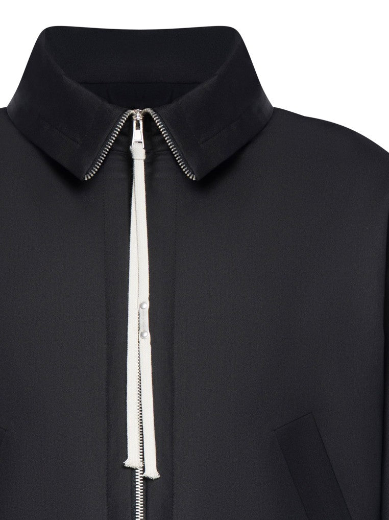 State Of Order Slightly Cropped Black Wool Blend Jacket