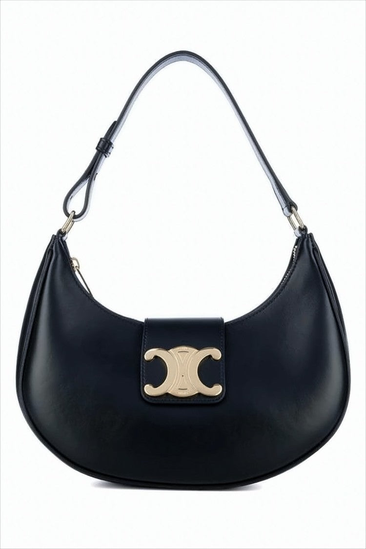 Celine Crescent-Shaped Shoulder Bag With Gold-Tone Clasp