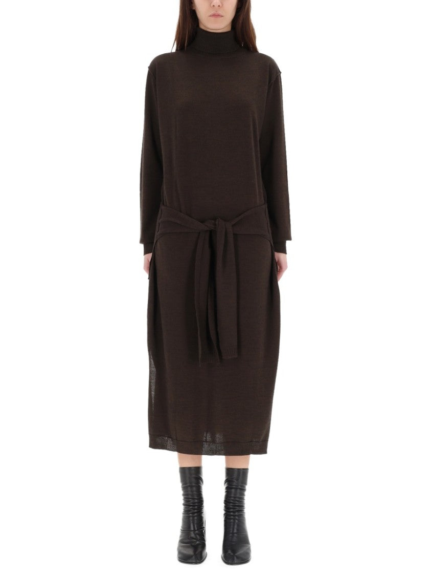 Lemaire Beige Acrylic-Blend Trompe L'oeil Midi Dress