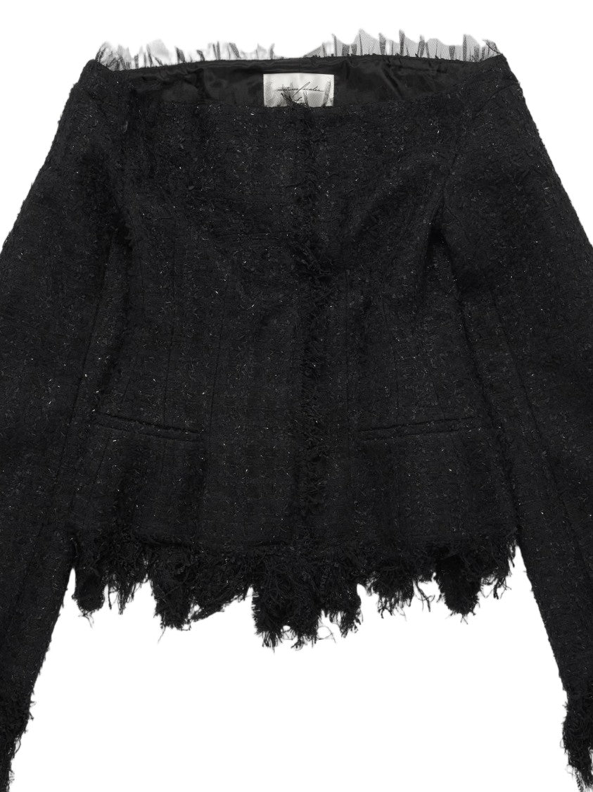 Matieres Fecales Black Fringed Cotton-Blend Top