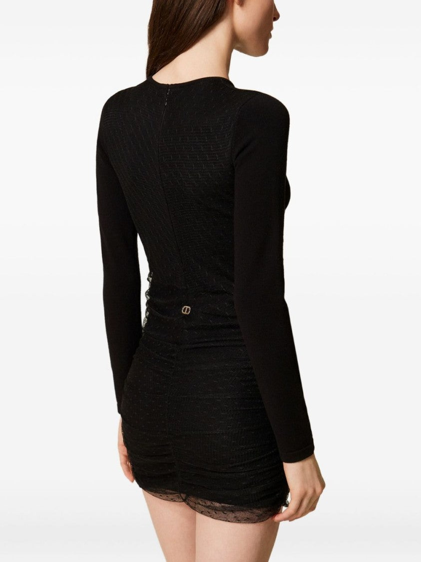 Twin-Set Fitted Mini Dress With Ruched Texture