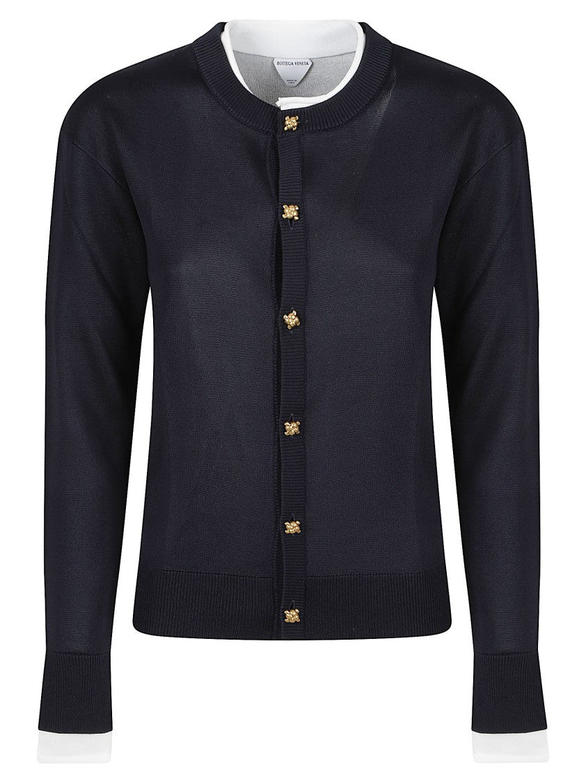 Bottega Veneta Silk Knit Sweater With Gold-Tone Button Accents