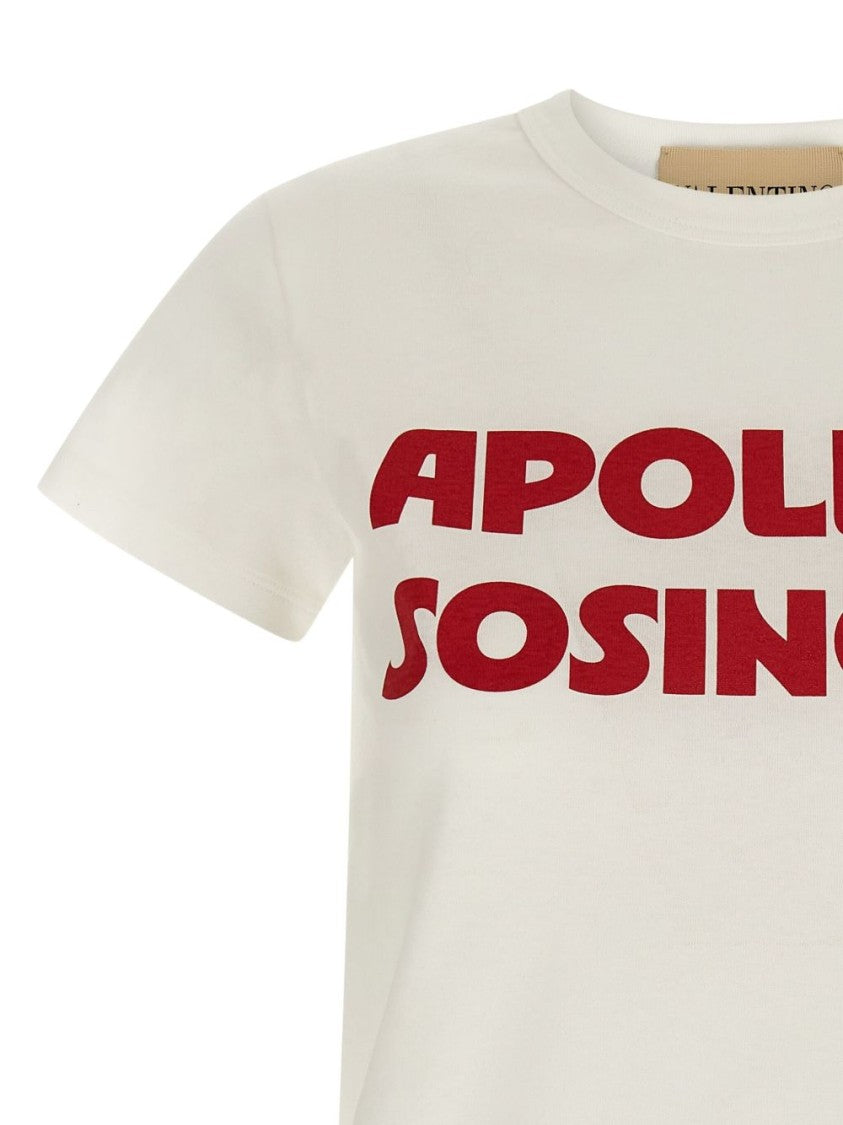 Valentino Garavani White Cotton T-Shirt With Bold Mirrored Lettering