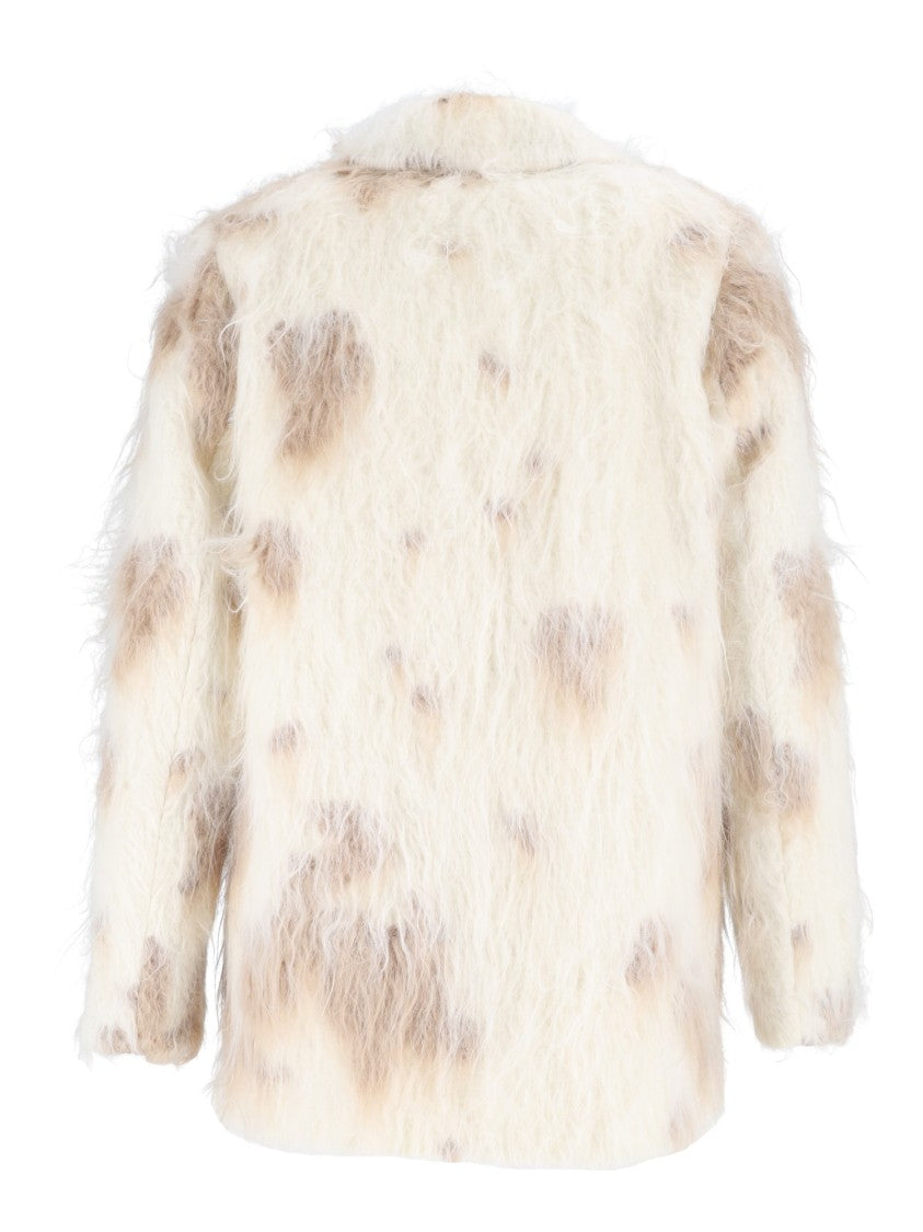 Peserico Cream/Brown Soft Textured Classic Collar Coat