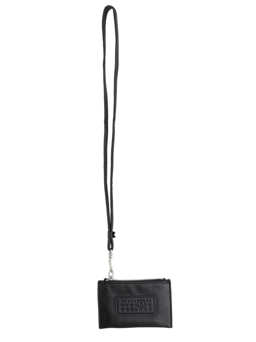 Mm6 By Maison Margiela Black Slim Crossbody Logo Wallet