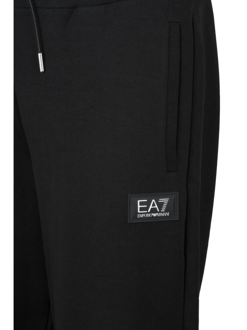Ea7 Emporio Armani Black Slim Fit Stretch Cotton Sweatpants