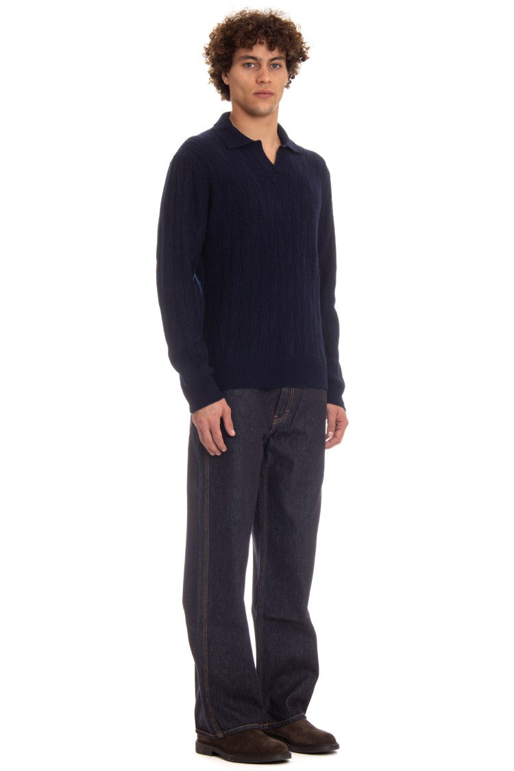 Drumohr Open Collar Lambswool Polo