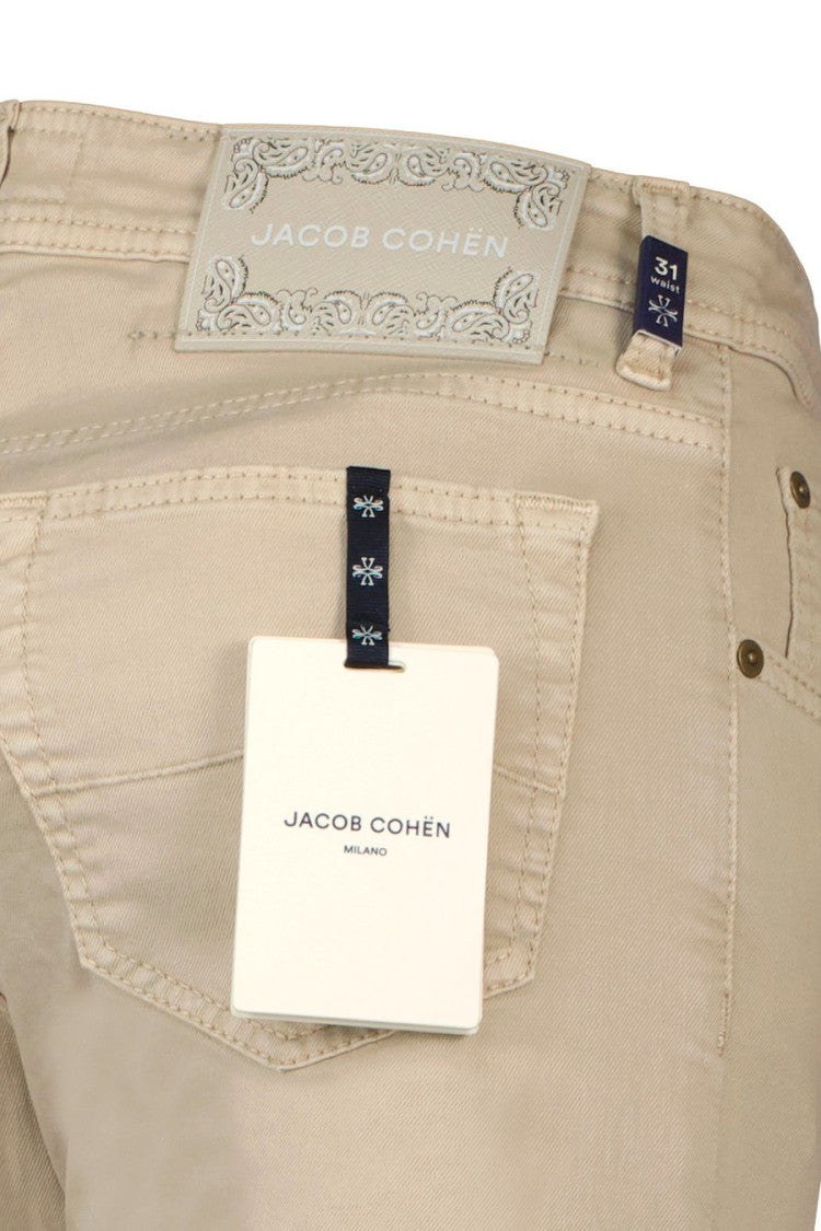 Jacob Cohen Beige Slim-Fit Five-Pocket Cotton-Blend Pants