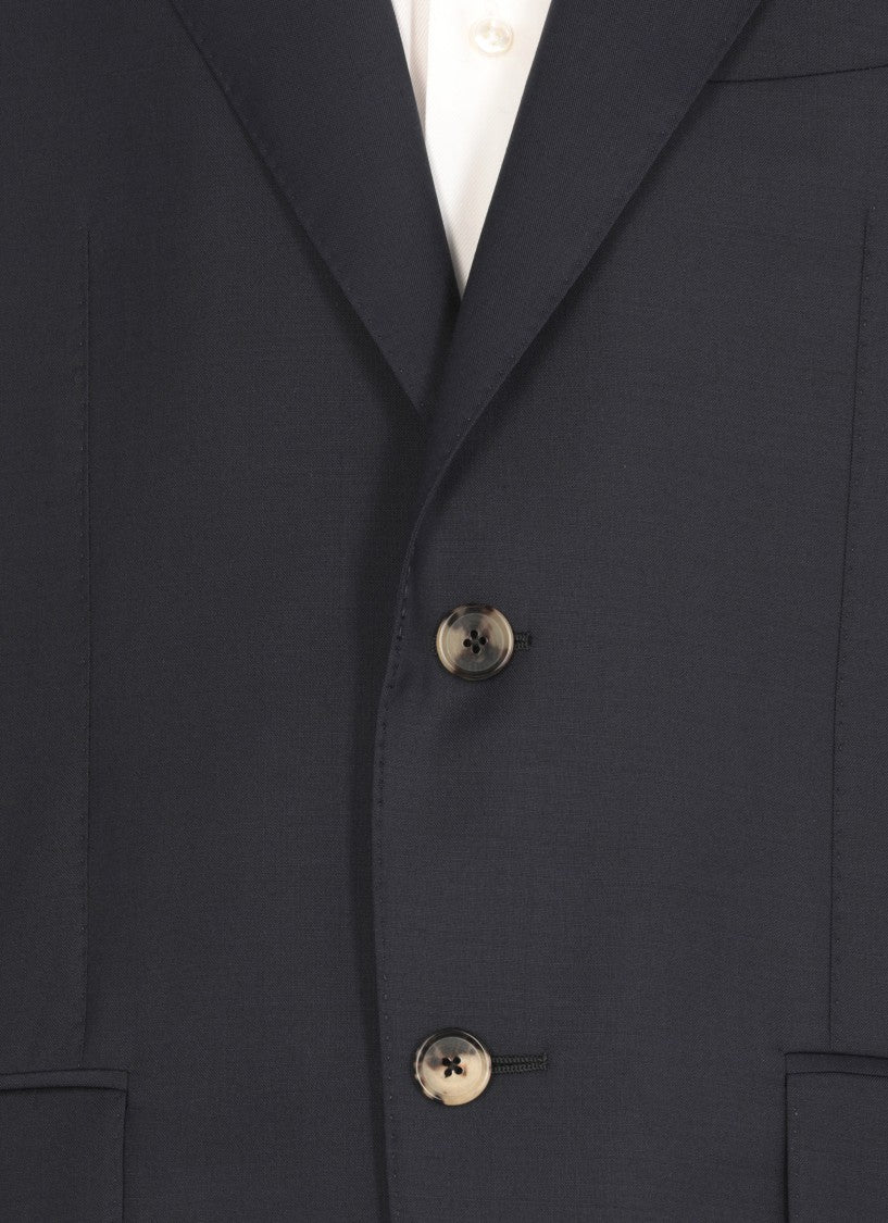 Caruso Blue Peak Lapel Wool Suit