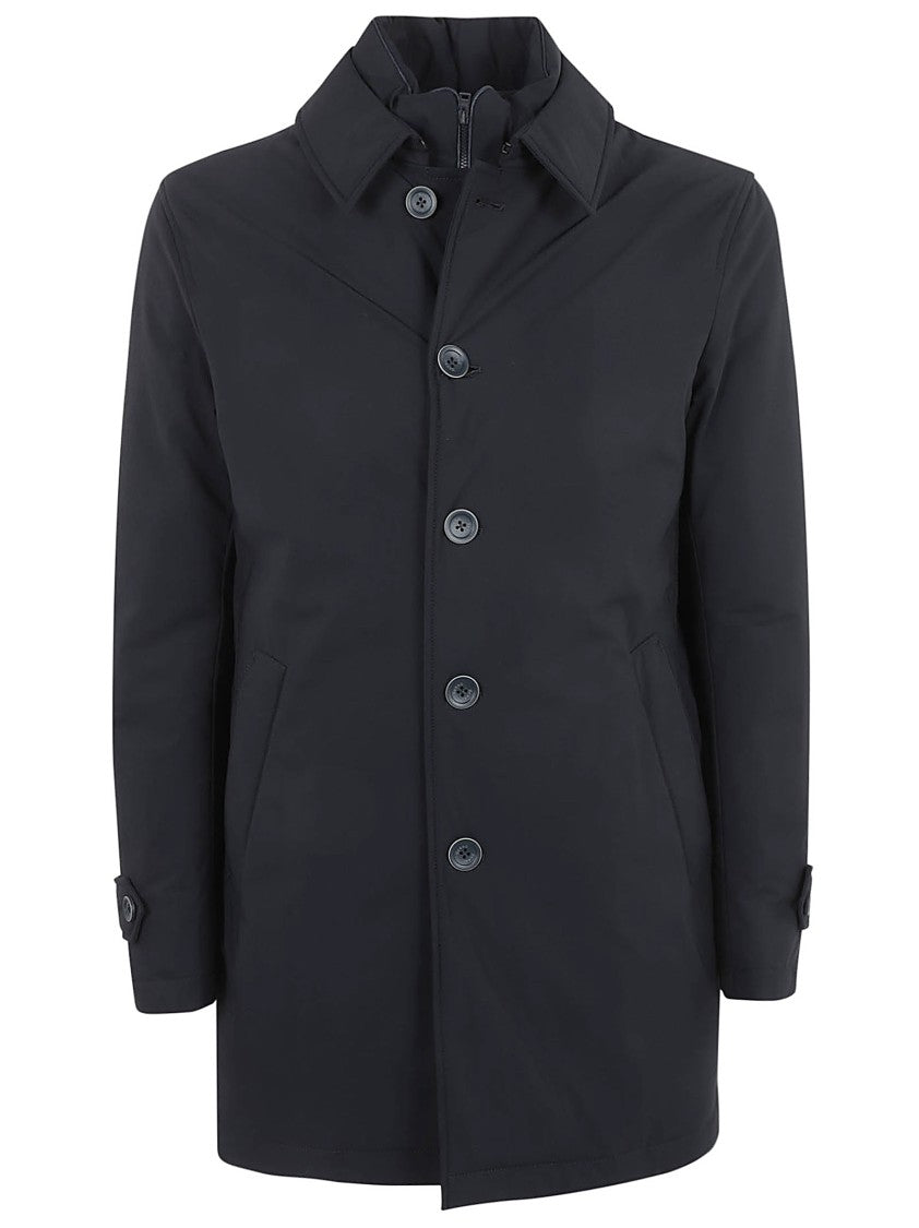 Herno Button-Up Blue Casual Jacket With Classic Cut And Timeless Appeal