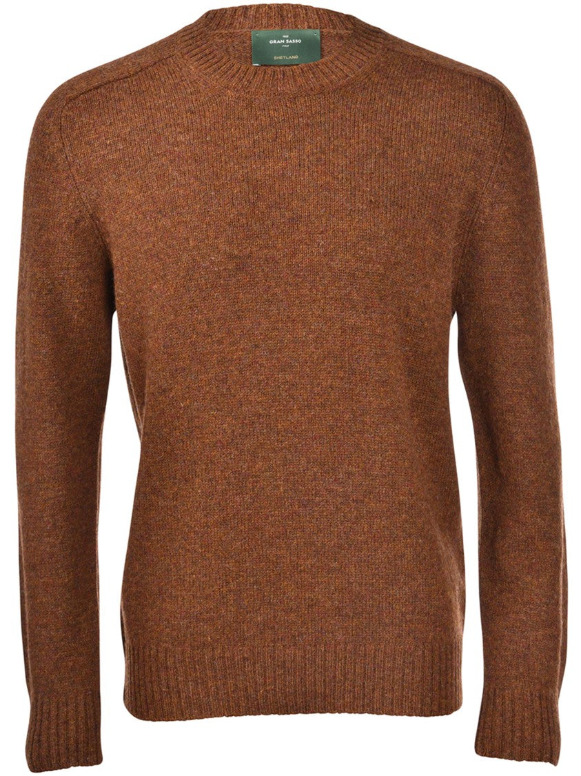 Gran Sasso Rich Brown Wool Sweater With Textured Knit