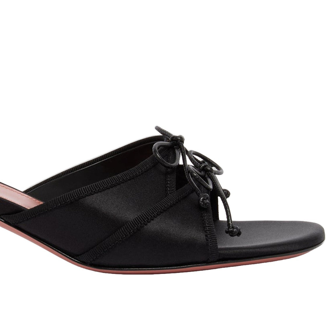 Amina Muaddi Black Silk Slippers With Bow Detail