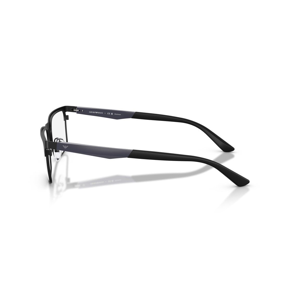 Emporio Armani 0Ea1183 Rectangular Matte Black Metal Eyeglasses With Two-Tone Temples