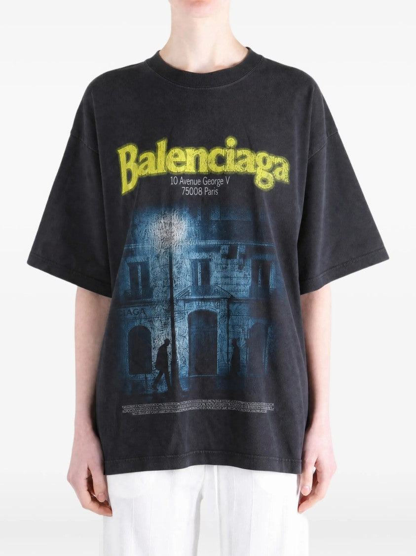 Balenciaga Boxy Oversized T-Shirt With Graphic Print And Dropped Shoulders