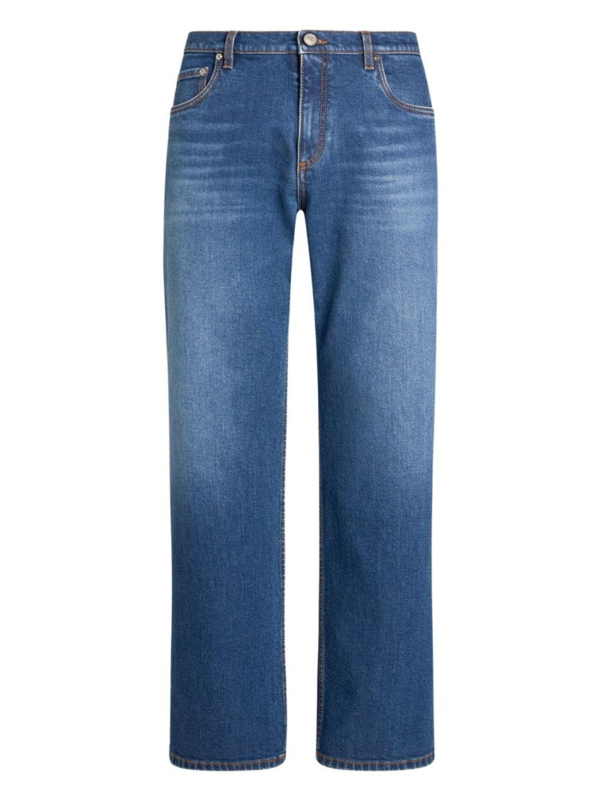 Etro Mid-Rise Straight-Leg Denim Jeans With Logo Detail