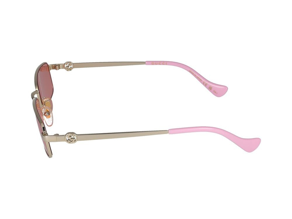 Gucci Gold Rectangular Metal Sunglasses