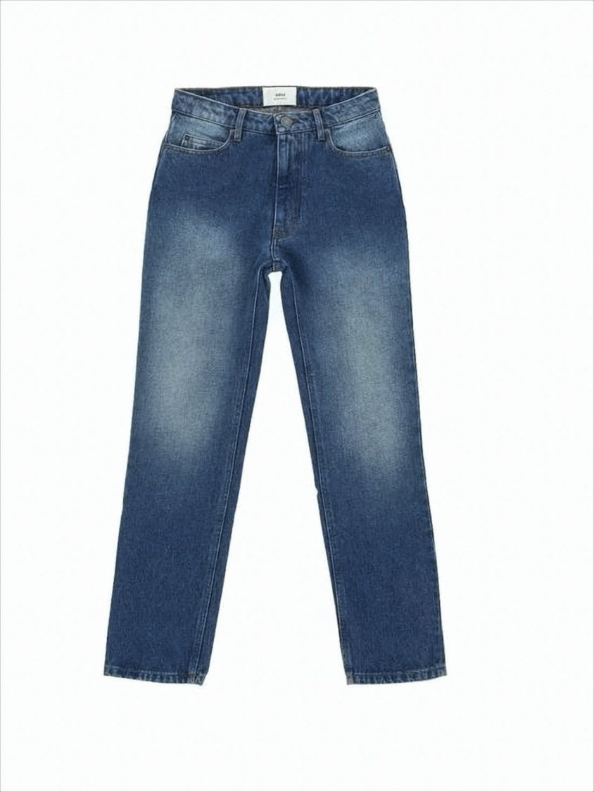 Ami Mid-Rise Straight-Leg Denim Pants With Traditional Five-Pocket Design