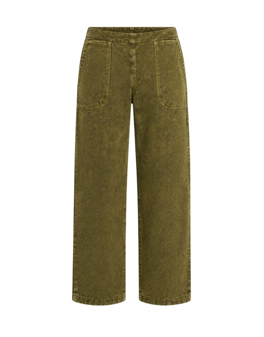 Origin Of Line Green Loose Workwear Hemp Canvas Ranch Pants