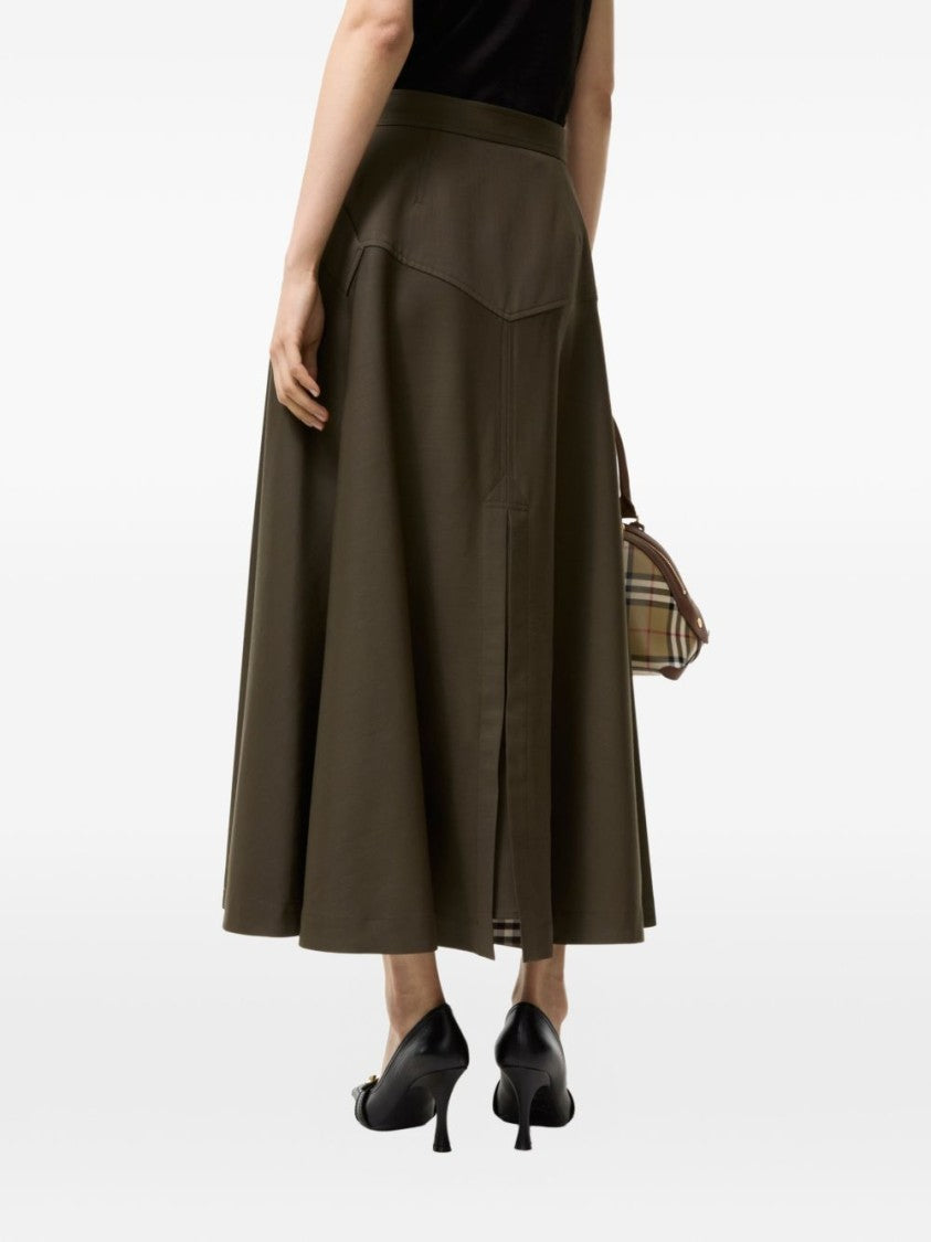 Burberry Wool Twill Midi Skirt