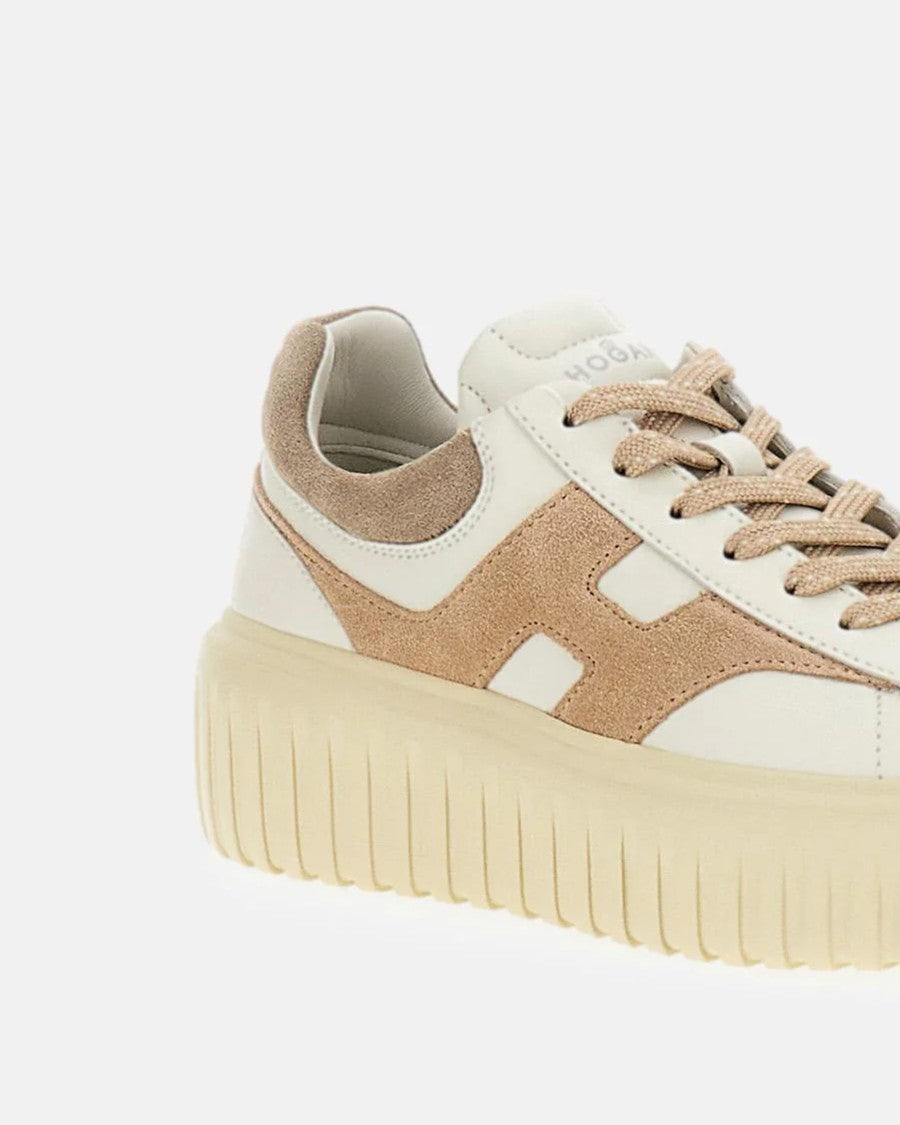 Hogan Ivory H-Stripes Nappa Leather Sneakers