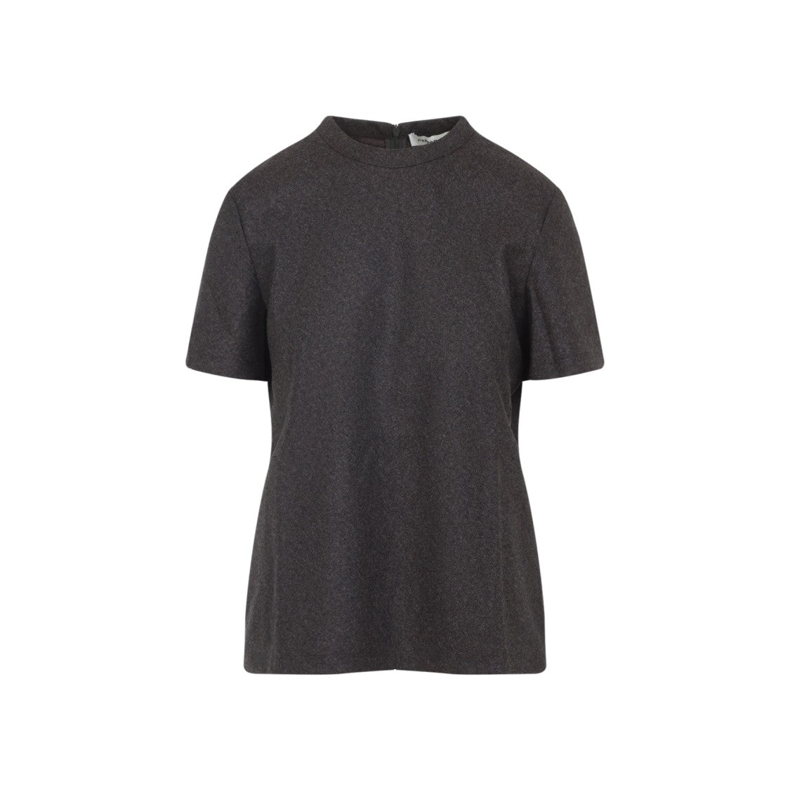 Carven High-Neck Brown Virgin Wool T-Shirt