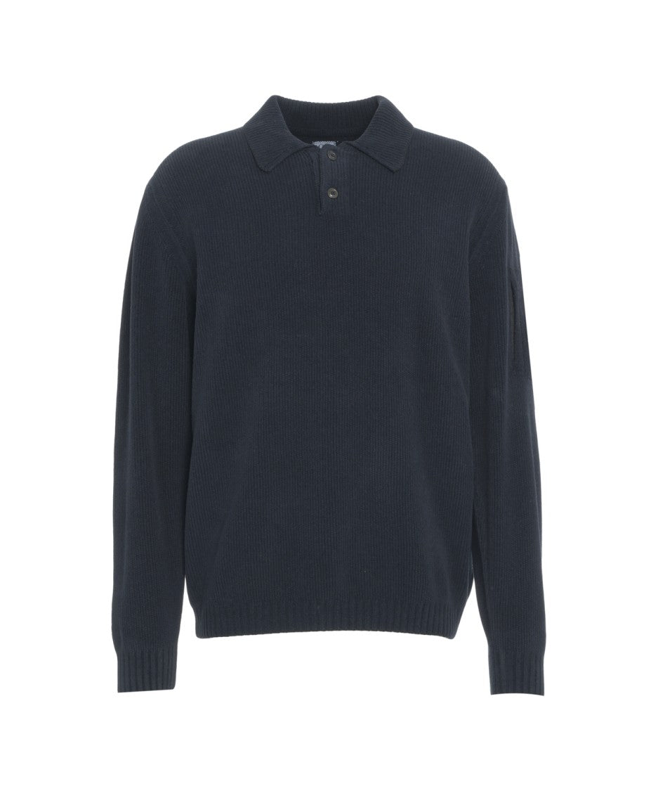 C.P. Company Fine Ribbed Long-Sleeve Polo With Iconic Lens Detail