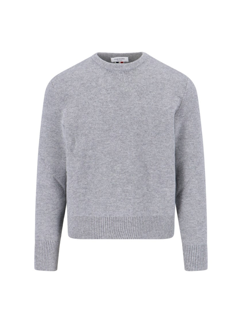 Thom Browne Tricolor Detail Crewneck Sweater – Grey