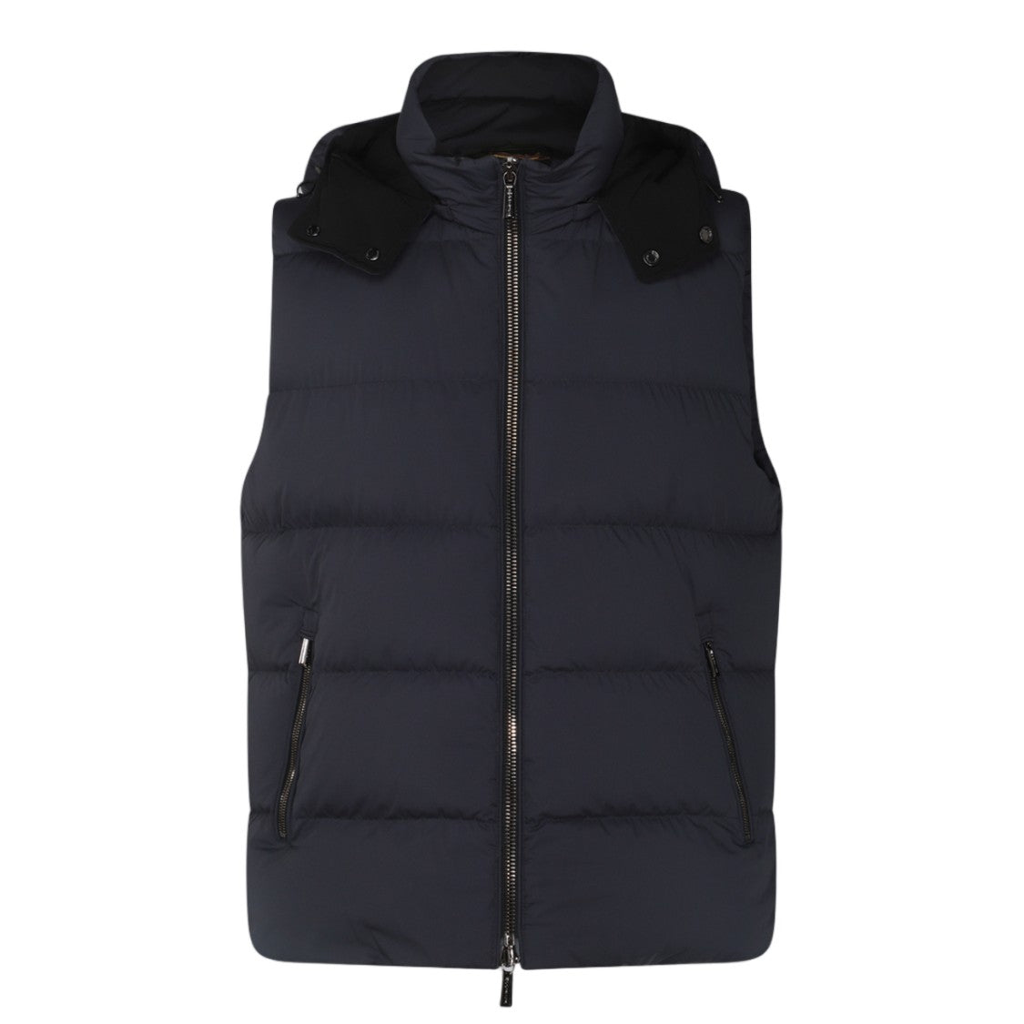 Moorer Sleeveless Padded Vest With Horizontal Quilting And Detachable Hood