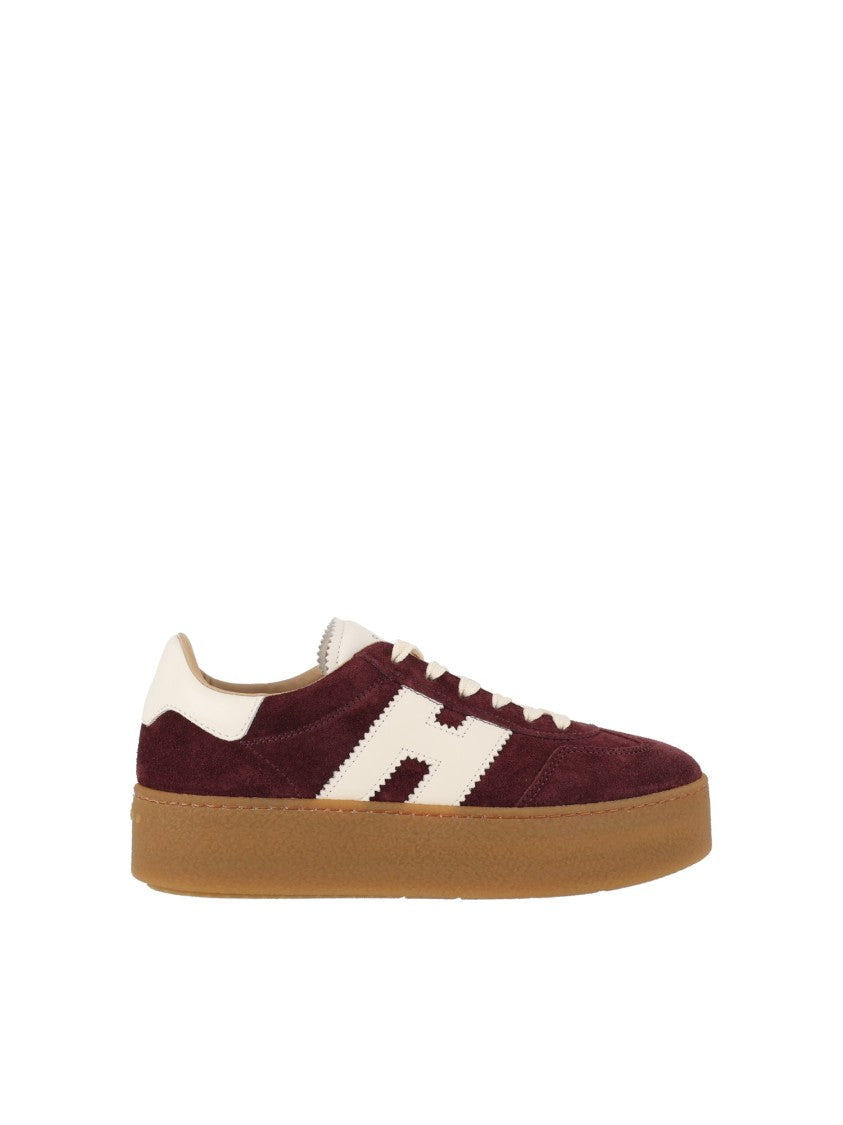 Hogan Burgundy Suede H698 Low-Top Sneakers