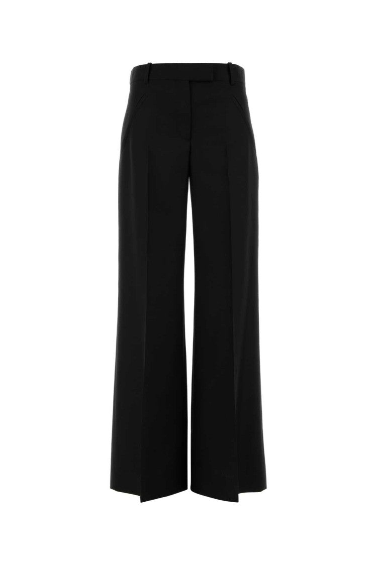 Alexander Mcqueen Black Wool Blend Wide-Leg Pant