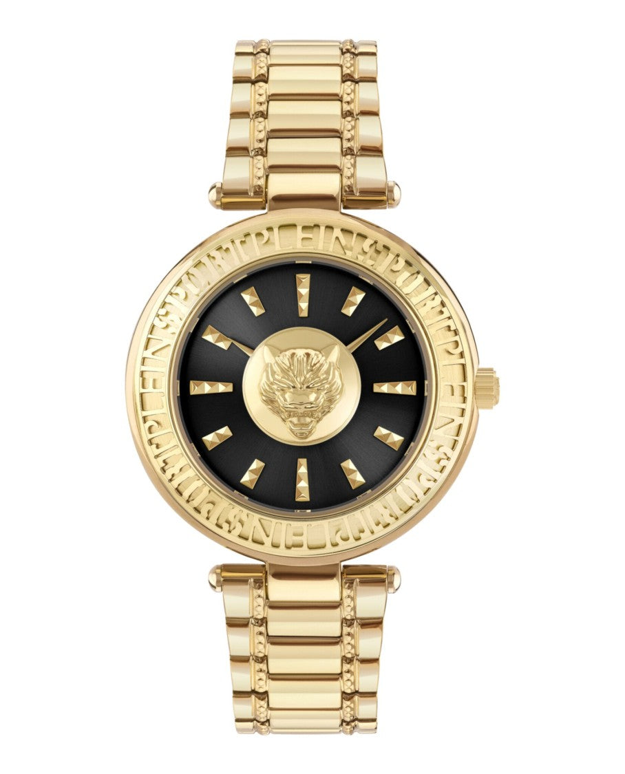 Plein Sport Opium Bracelet Watch With Black Sunray Dial And Gold Accents