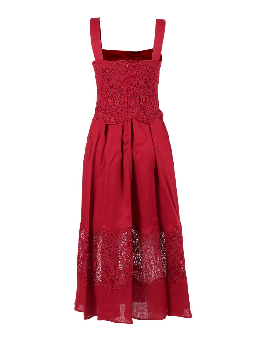 Clips Lace Detail Pleated Midi Dress