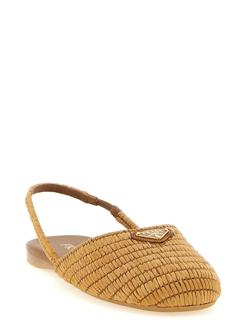 Prada Crochet Viscose Slingbacks With Enameled Logo