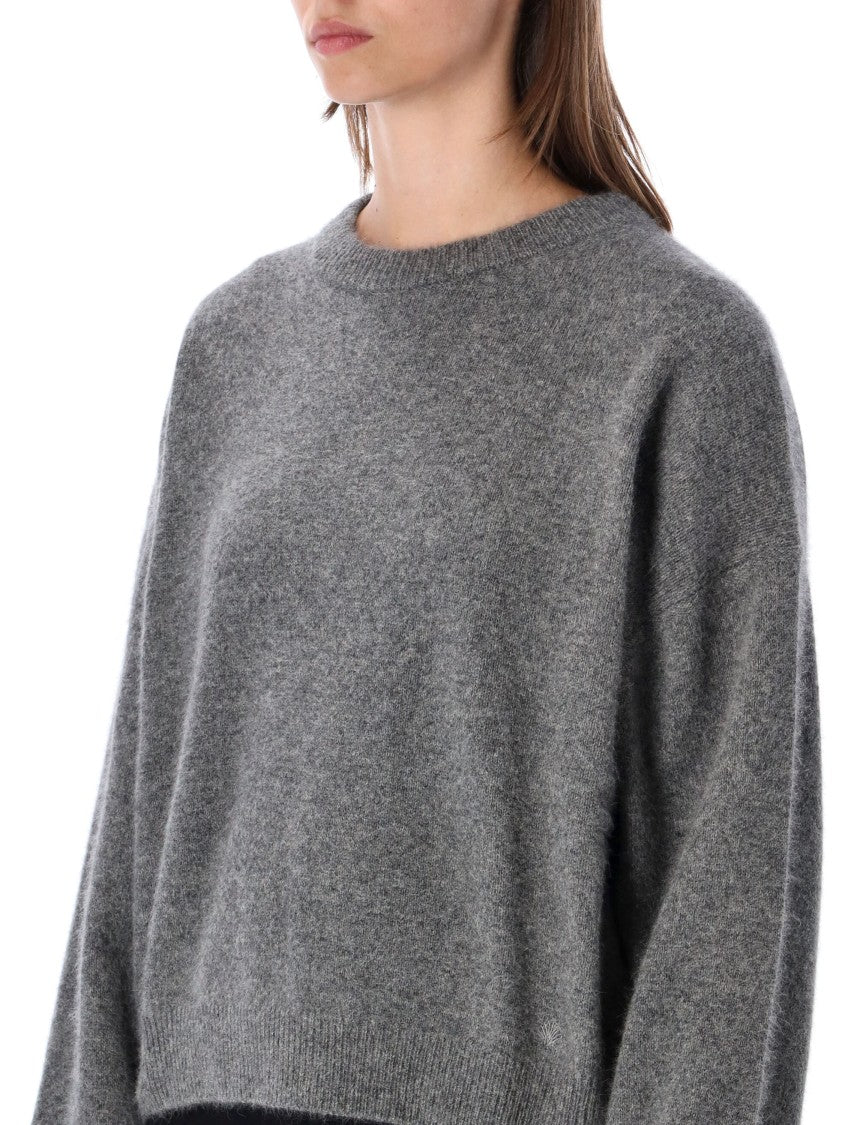 Loulou De Saison Soft Textured Knit Crewneck Sweater With Ribbed Edges