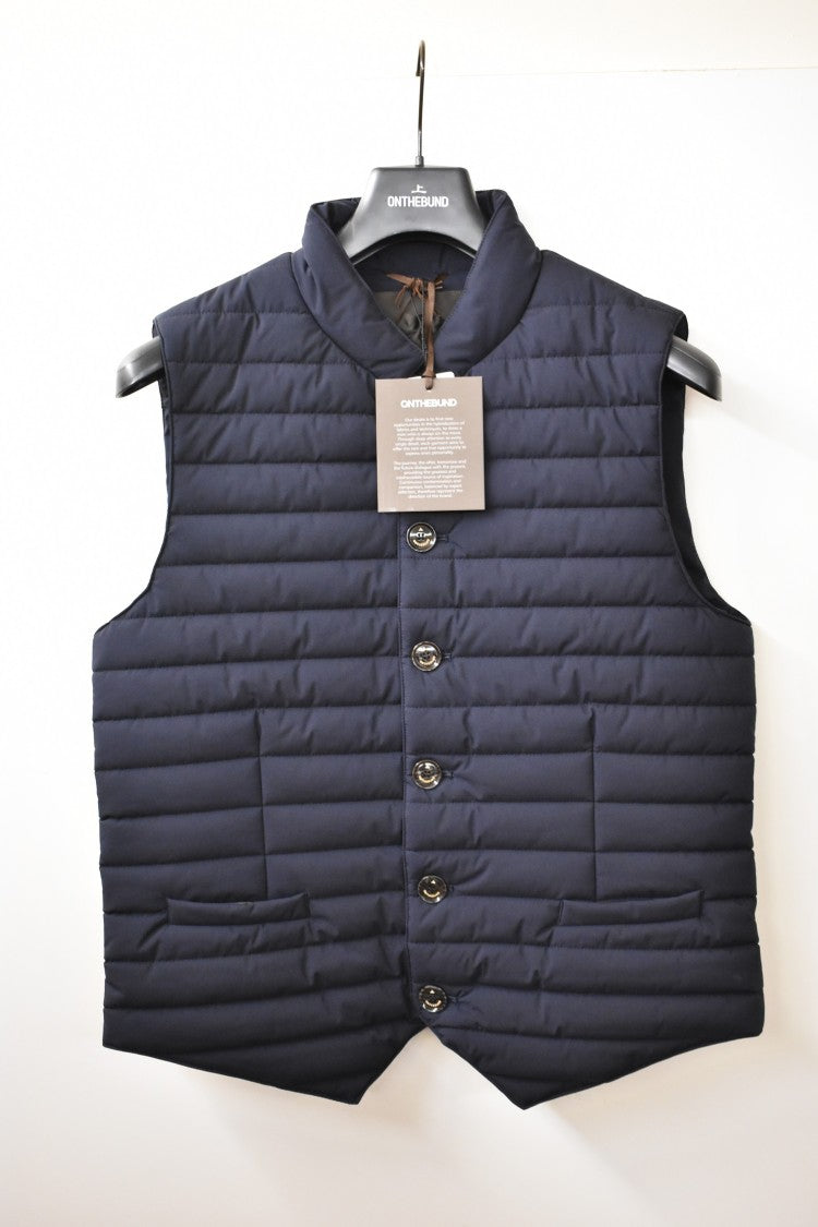 Onthebund Micro-Padded Gilet Tailored Hem Stand Collar