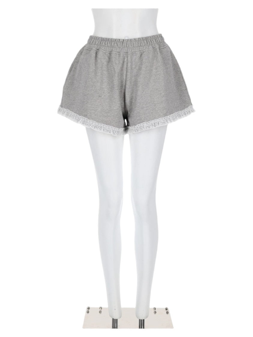 Ganni Relaxed Fit Lace Trim Organic Cotton Shorts