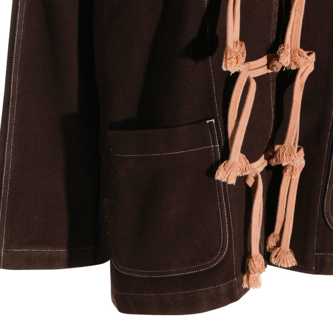 Uma Wang Brown Stand-Collared Rope-Closure Casual Jacket