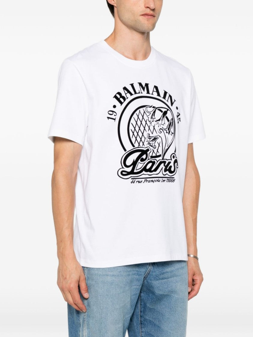 Balmain Quilted Flock Bold Graphic T-Shirt