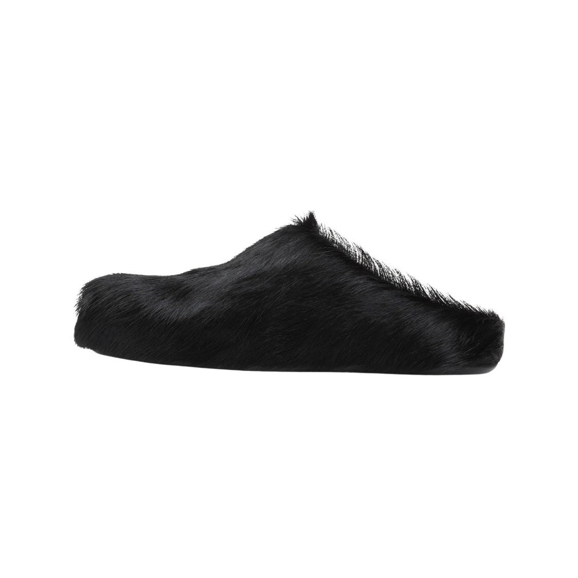 Marni Black Calf Hair Fussbett Sabot