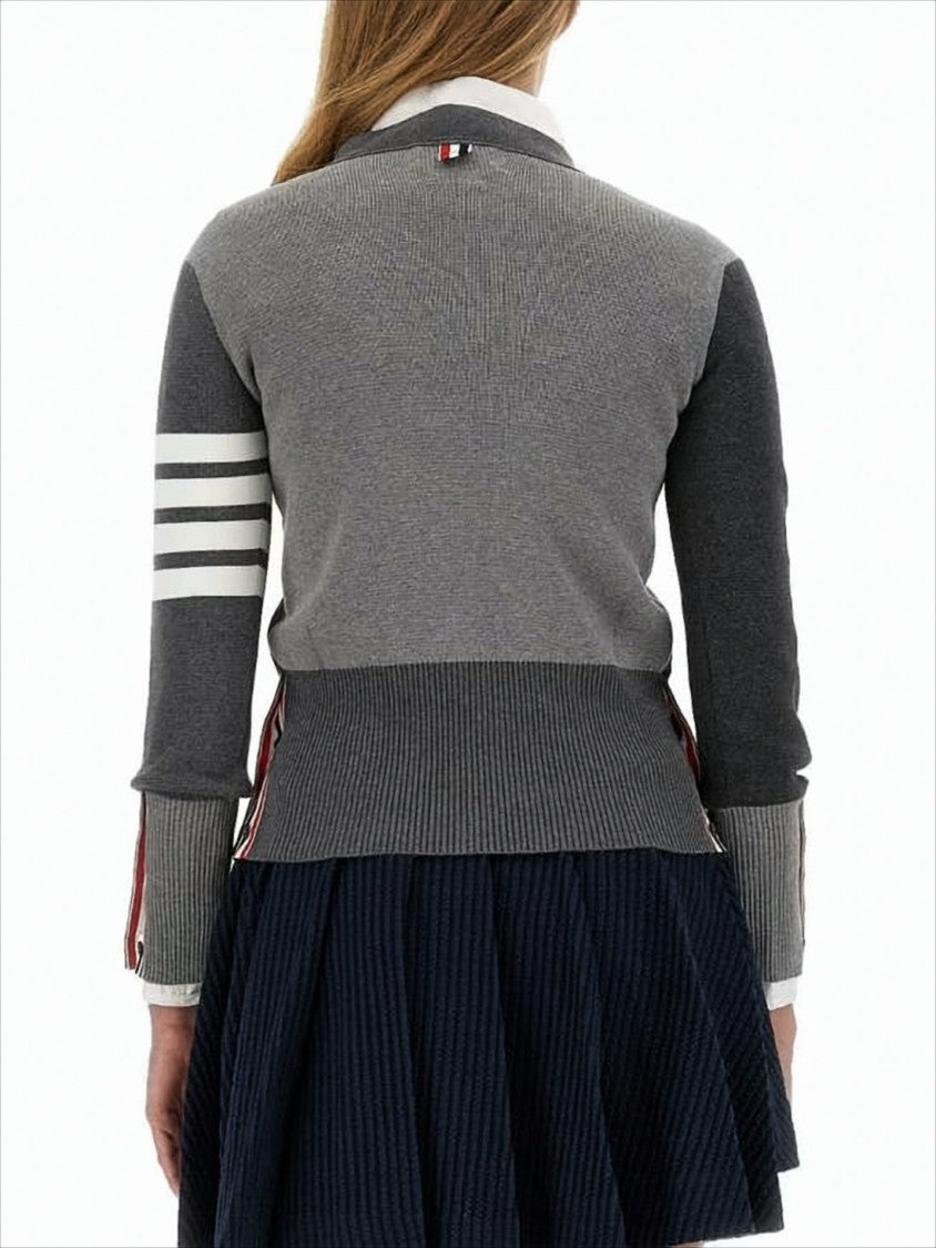 Thom Browne Patchwork Design Grey Cotton Cardigan